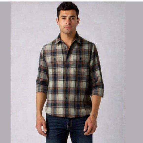 Uniqlo flannel Shirt Plaid Button-Down Shirt Size Medium - Picture 2 of 11